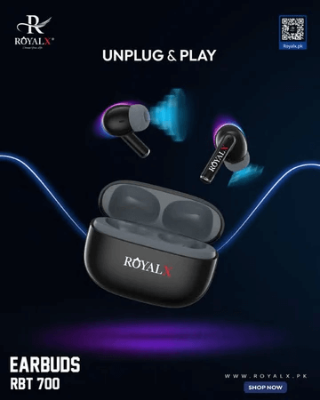 RBT-700 Earbuds Royalx Royal X Earbuds. Your go-to choice for style and sound on the move.
Instant Pairing
Noise Isolation
 Sleek Design
Premium Quality | Innovative Accessories | Royal-X