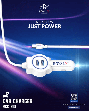 Royal X Car Charger RCC - 210 Quick Charge Support Smart IC Technology Compact Design Premium Quality | Innovative Accessories | Royal-X