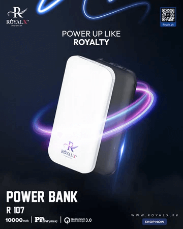 Ultra Smart Power Bank R-107  Royalx Lightweight Design Long-lasting Backup Fast Charging Output Premium Quality | Innovative Accessories | Royal-X